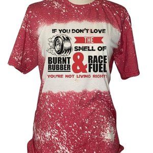 Burnt Rubber And Race Fuel Red Bleached Short Sleeve Graphic T-Shirt